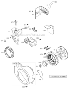 Page F Diagram and Parts List for 12D400 0007-0110 Briggs and Stratton Engine